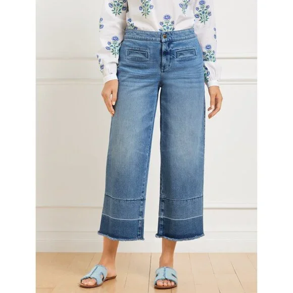 Talbots Wide Leg Crop Jeans 6P Released Hem Mid Rise Mattituck Wash NWT - Picture 1 of 4